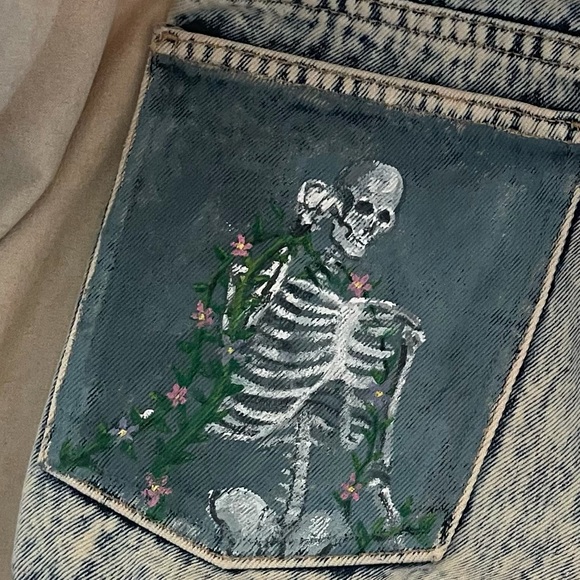 Hand Painted American Apparel Denim Shorts - Picture 2 of 3